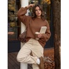 image:imageZESICA Womens Striped Fall Winter Sweaters Oversize Cozy Casual Work OutfitBrown