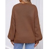 image:imageZESICA Womens Striped Fall Winter Sweaters Oversize Cozy Casual Work OutfitBrown