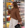 image:imageZESICA Womens Striped Fall Winter Sweaters Oversize Cozy Casual Work OutfitBrown