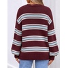 image:imageZESICA Womens Striped Fall Winter Sweaters Oversize Cozy Casual Work OutfitBurgundy Stripe