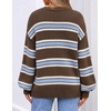 image:imageZESICA Womens Striped Fall Winter Sweaters Oversize Cozy Casual Work OutfitCoffee Stripe