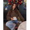 image:imageZESICA Womens Striped Fall Winter Sweaters Oversize Cozy Casual Work OutfitDark Coffee