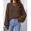 image:imageZESICA Womens Striped Fall Winter Sweaters Oversize Cozy Casual Work OutfitDark Coffee