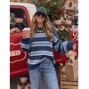 image:imageZESICA Womens Striped Fall Winter Sweaters Oversize Cozy Casual Work OutfitNavy Stripe
