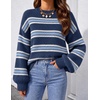 image:imageZESICA Womens Striped Fall Winter Sweaters Oversize Cozy Casual Work OutfitNavy Stripe