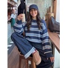 image:imageZESICA Womens Striped Fall Winter Sweaters Oversize Cozy Casual Work OutfitNavy Stripe