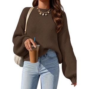 image:imageZESICA Womens Striped Fall Winter Sweaters Oversize Cozy Casual Work OutfitDark Coffee